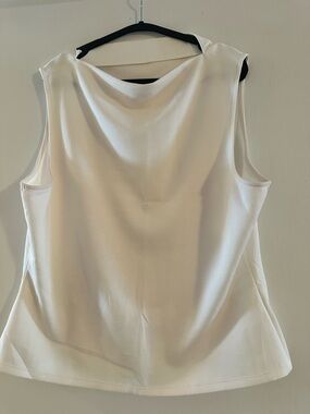Banana Republic White Drape Neck Sleeveless Top